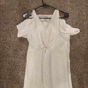 White Sequin Wrap Dress